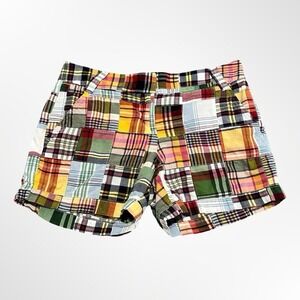 J. Crew City Fit Patchwork Madras Plaid Shorts Women Size 6 Multicolor Casual